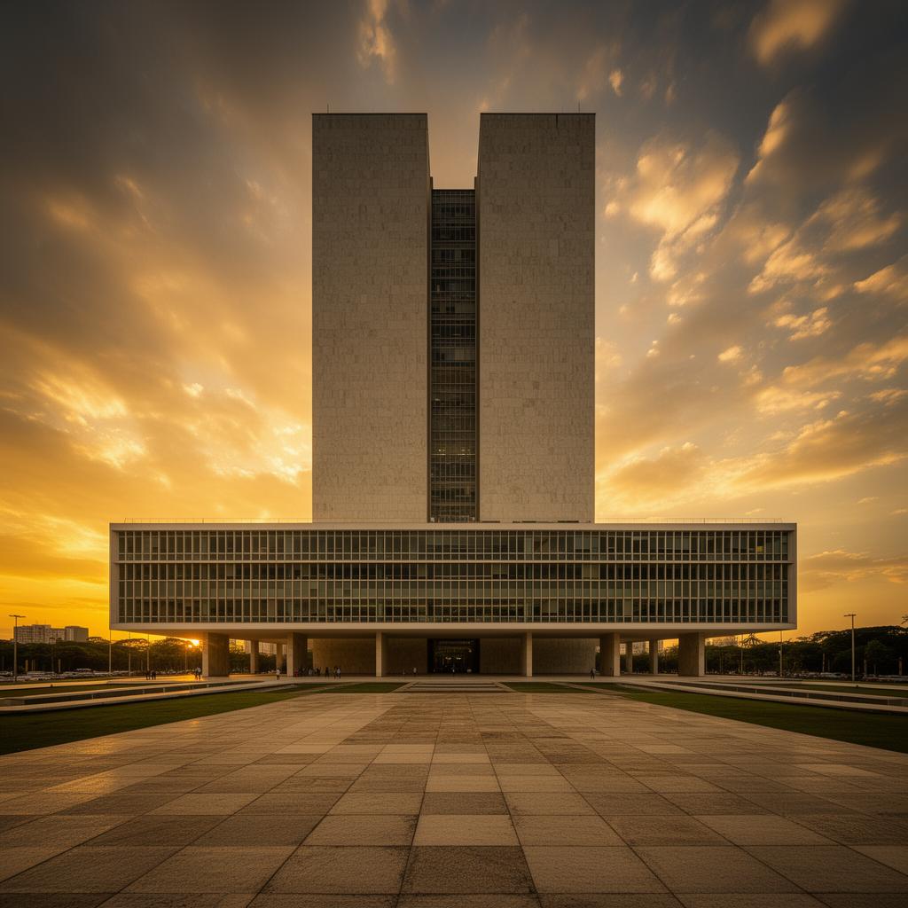 Edifício governamental ao entardecer